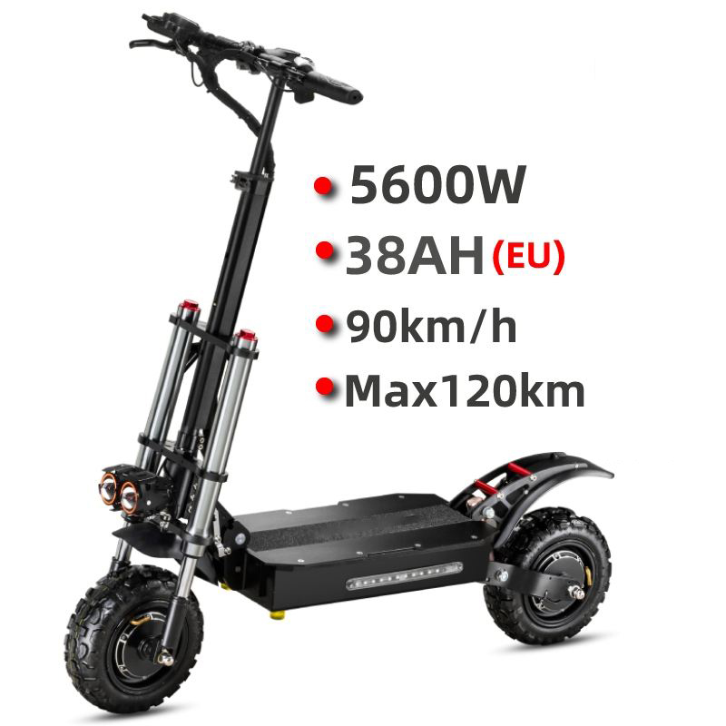 60V 5600W Dual Motor Electric Scooter - STLFアドバンス電動スクーター60V 5600W高速オフロード電動スクーター大人用11インチファットタイヤブラック折りたたみデュアルモーター85KM/H C
