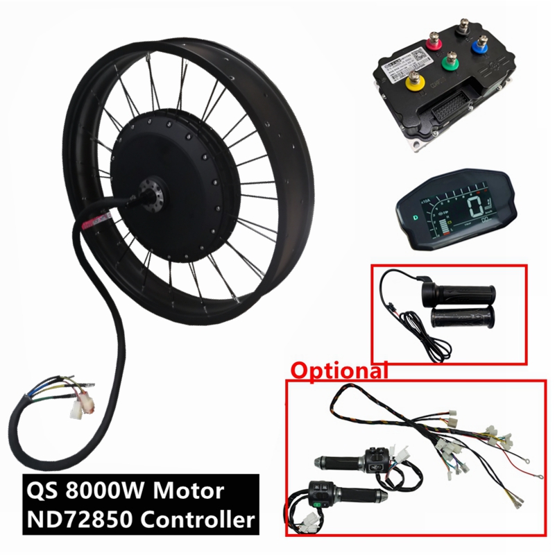 Qs273 Hub Motor 8000W 72V - NBpower/QS273 V3 72v 8000WファットEバイクキット 150mmドロップアウト電動スノーバイクモーターホイール（ND72850コントローラー、DKDディスプレイ付き）