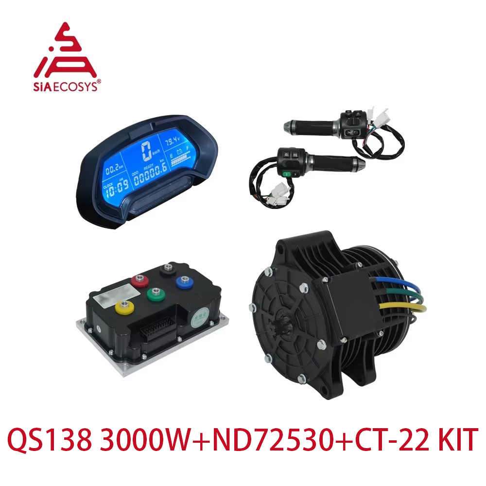 Mid Drive Motor Kit 72V 3000W - QS138 70H 3000Wミッドドライブモーターキット 72V 100KPH、Fardriver ND72530コントローラー付き、電動バイク用、スプロケット/ベルトオプションあり