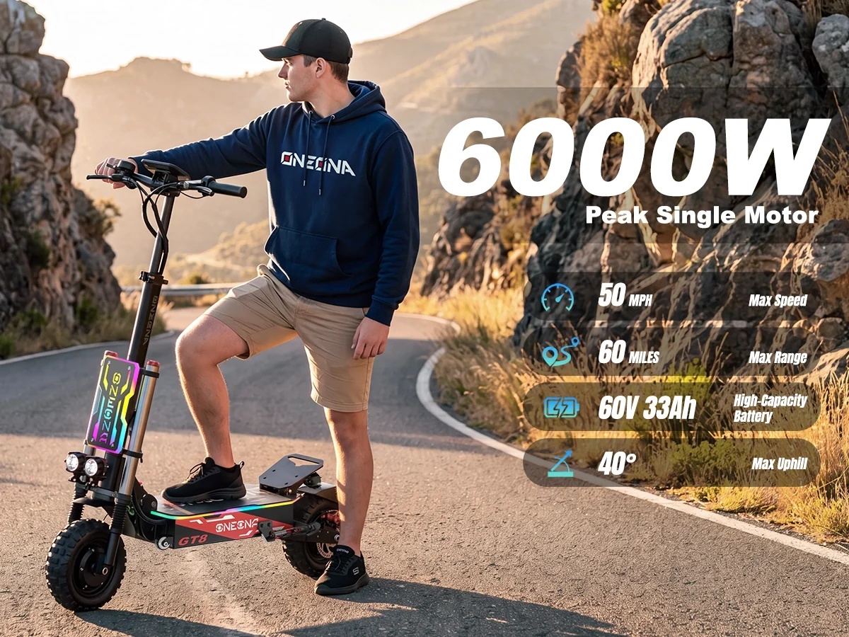 ONECNA NEW GT8PRO 大人用電動スクーター、5 - 60V 5600W Dual Motor Electric Scooter のレビューと価格